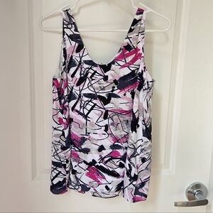 Nic+Zoe Abstract Print Sleeveless Blouse Sz S